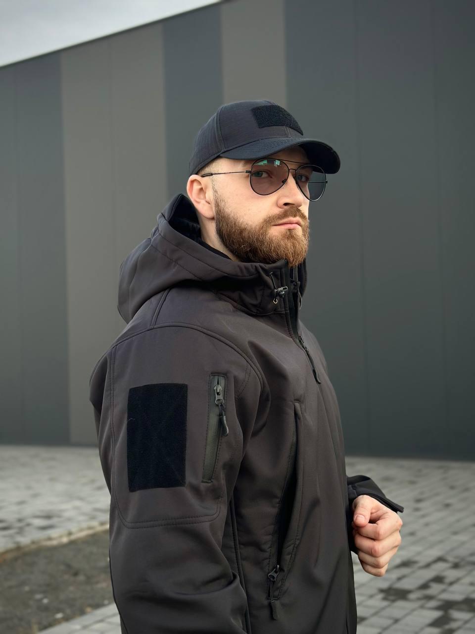 Військовий комплект форми Soft Shell Military Black - Зображення 15