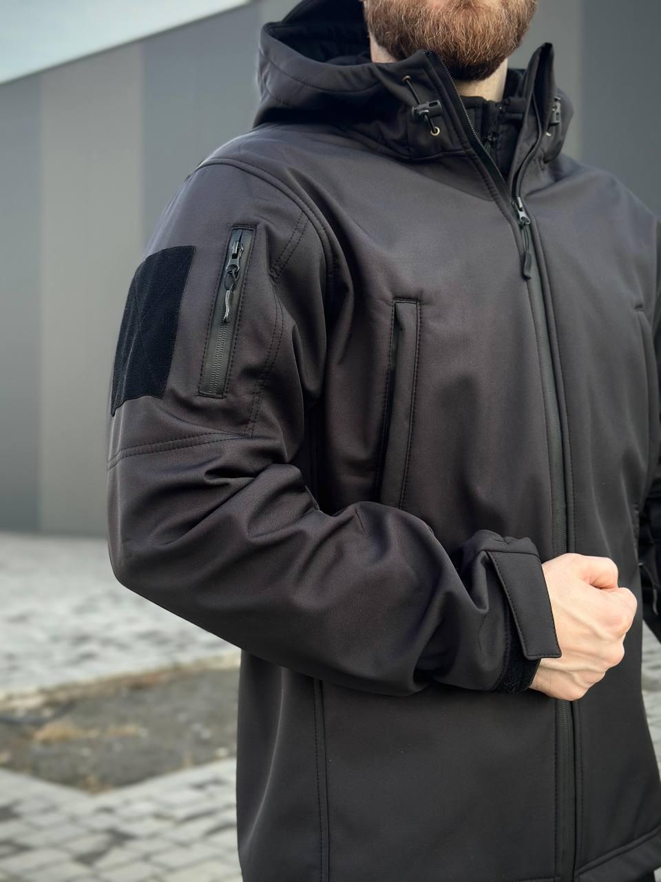 Військовий комплект форми Soft Shell Military Black - Зображення 22