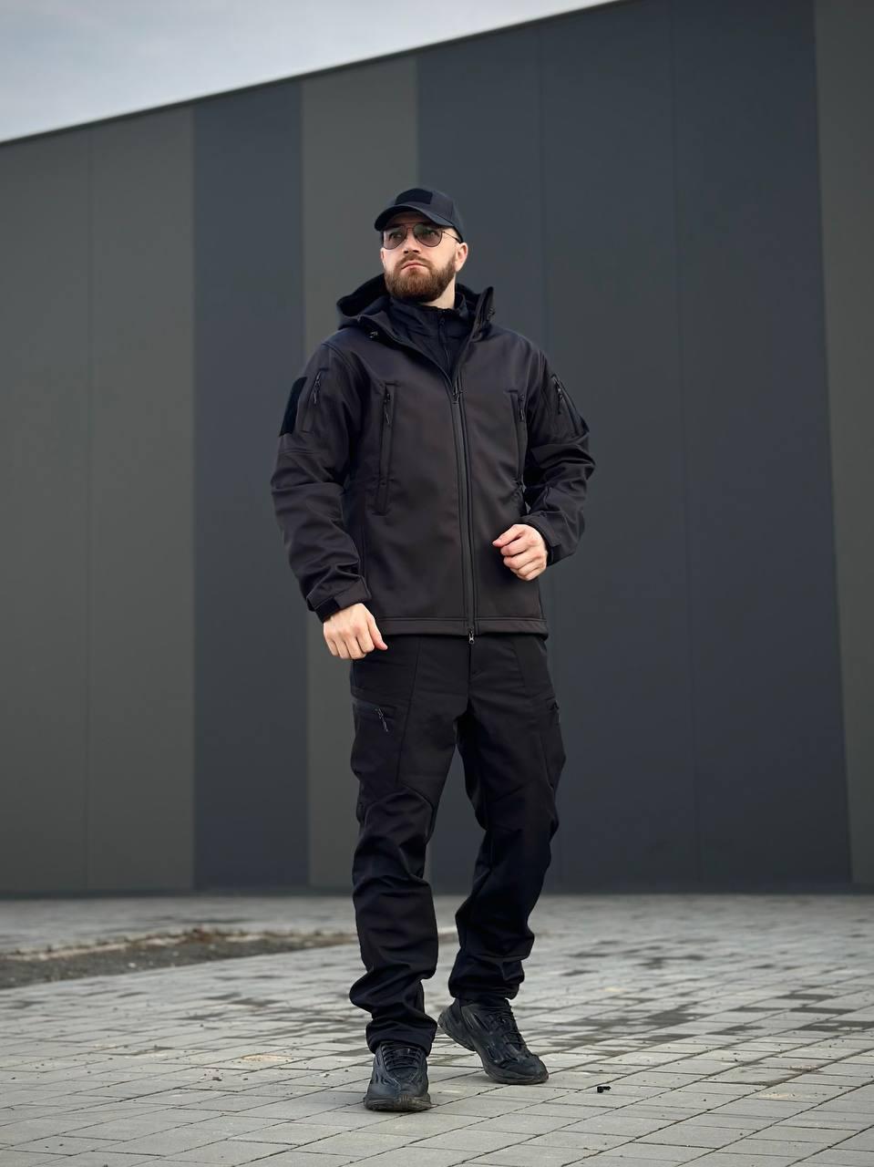 Військовий комплект форми Soft Shell Military Black - Зображення 19