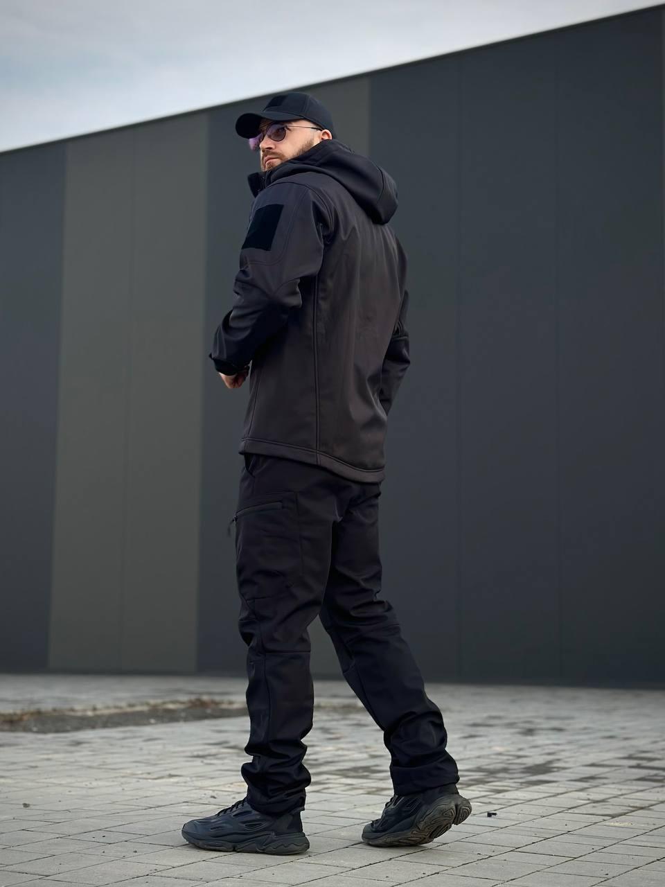 Військовий комплект форми Soft Shell Military Black - Зображення 18