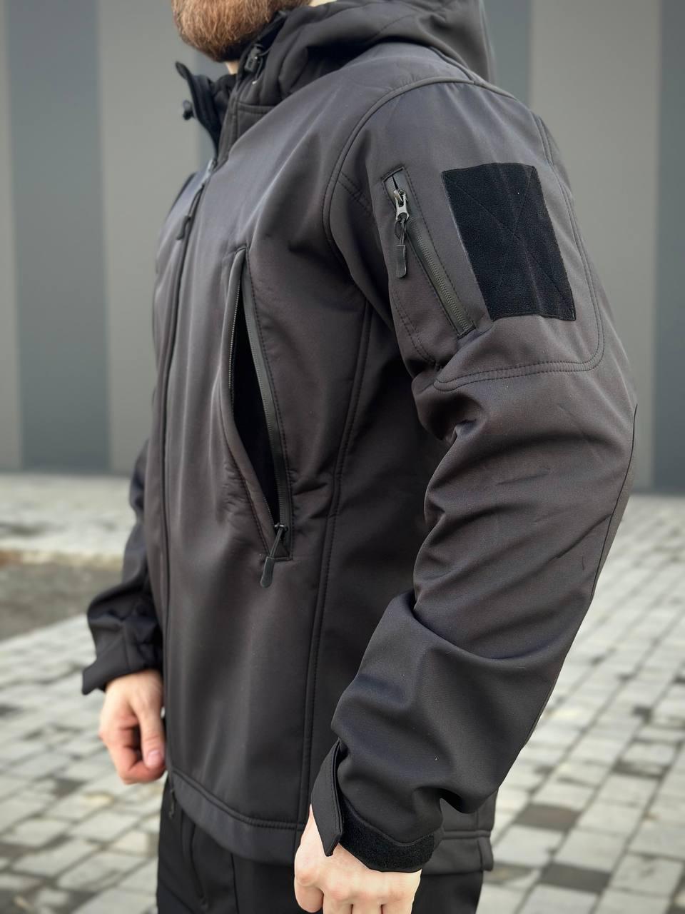 Військовий комплект форми Soft Shell Military Black - Зображення 28
