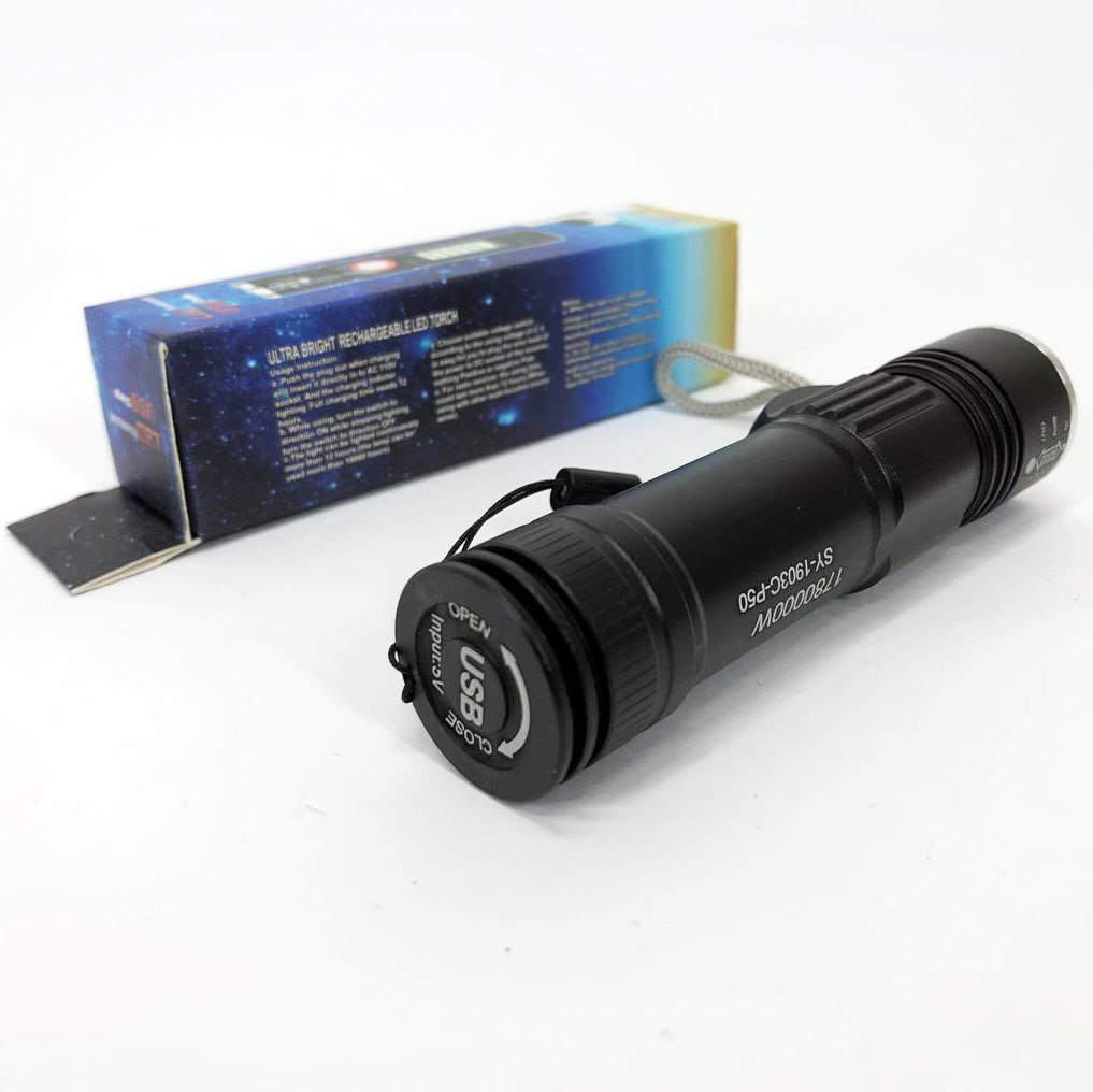 Ліхтар SY-1903C-P50+SMD+RGB Alarm, ЗУ USB, кишеньковий ліхтар із usb зарядкою, надпотужний ліхтарик - Зображення 11