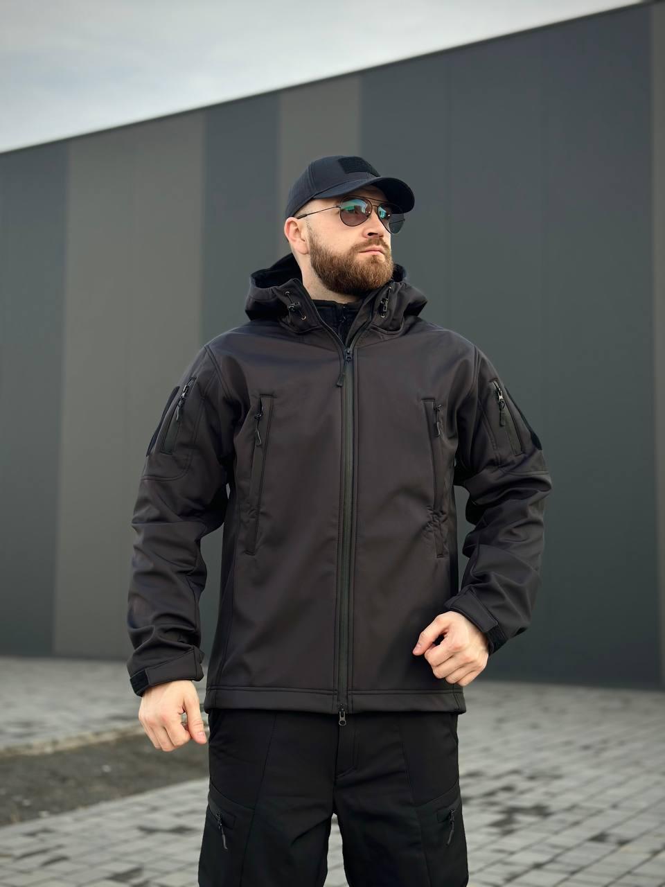 Військовий комплект форми Soft Shell Military Black - Зображення 20