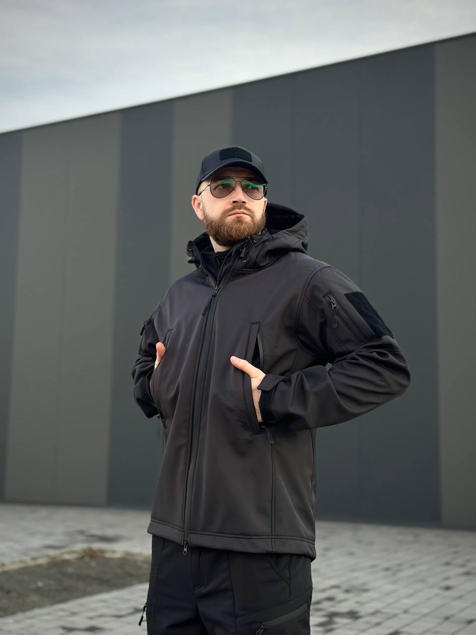 Військовий комплект форми Soft Shell Military Black - Зображення 13