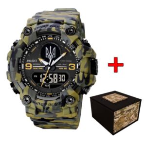 Тактичний Годинник наручний Awarder 001 Тризуб срібло Camo Green 1202-0129