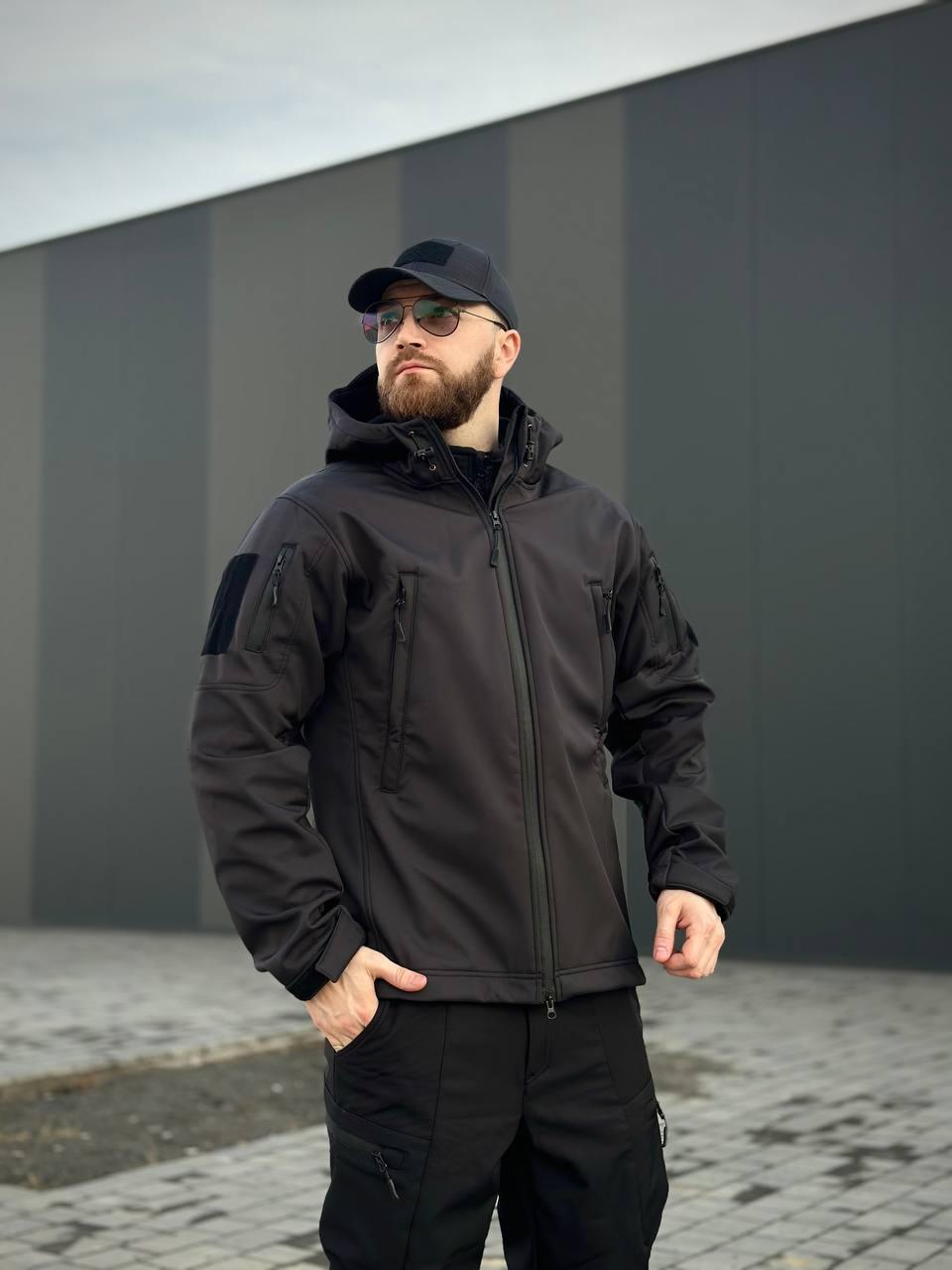 Військовий комплект форми Soft Shell Military Black - Зображення 23