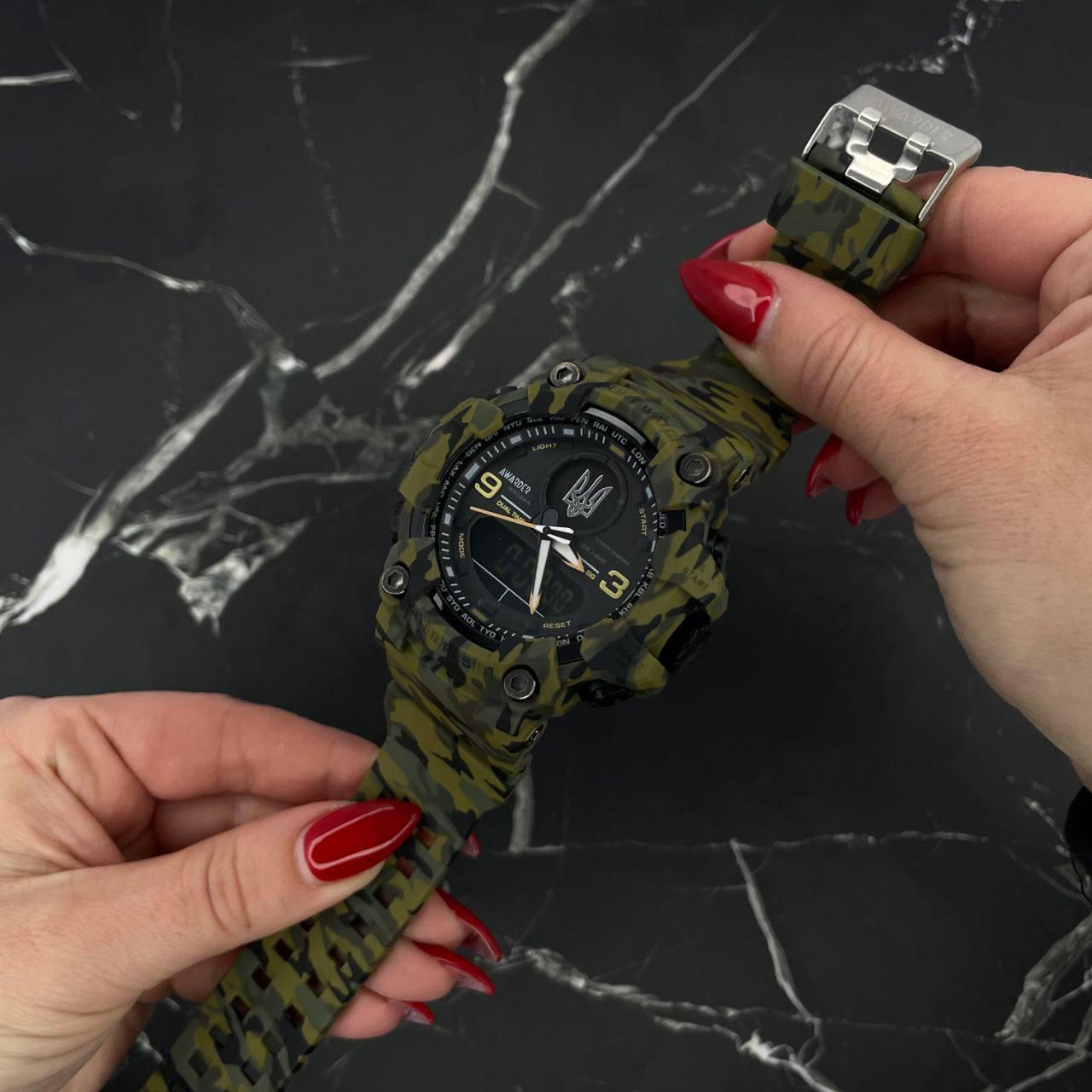 Тактичний Годинник наручний Awarder 001 Тризуб срібло Camo Green 1202-0129 - Зображення 3