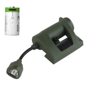 Ліхтар на каску + батарея літієва CR123A/16340 700mAh з роз’ємом TYPE-C 3.7V Lithium Олива