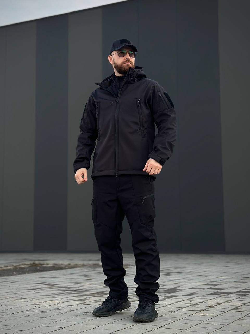 Військовий комплект форми Soft Shell Military Black
