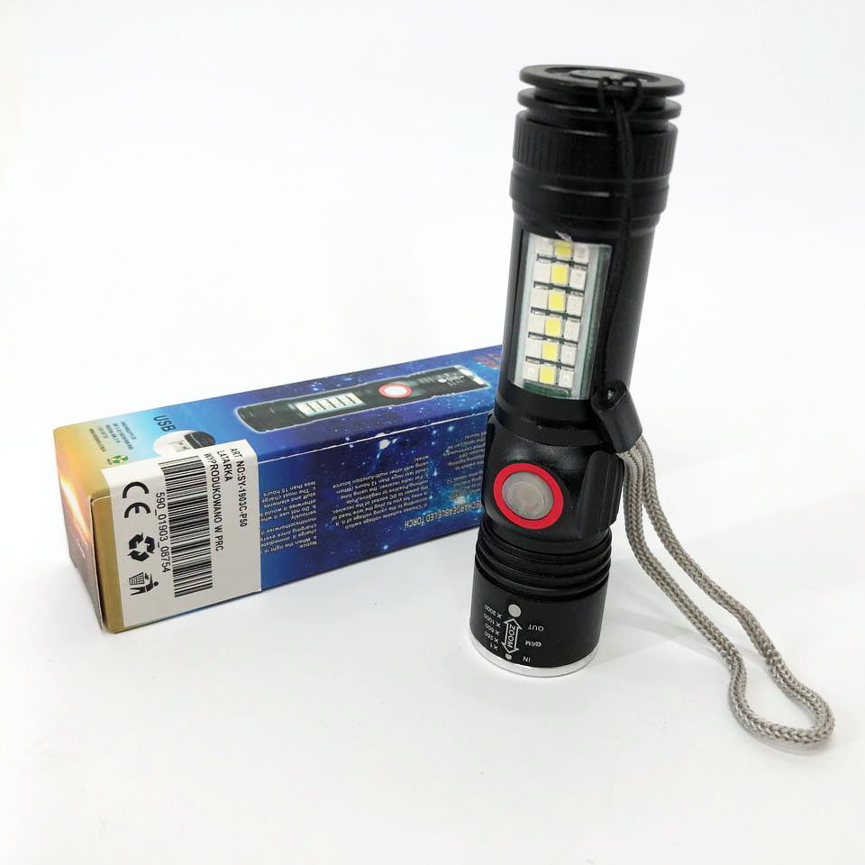 Ліхтар SY-1903C-P50+SMD+RGB Alarm, ЗУ USB, кишеньковий ліхтар із usb зарядкою, надпотужний ліхтарик - Зображення 14