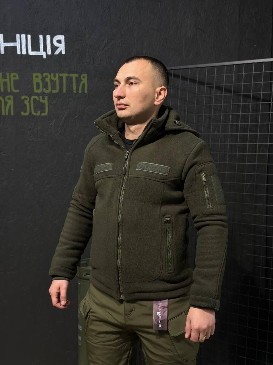 Тепла Флісова кофта- куртка Олива 3D сітка 380 Фліс БАТАЛИ - Зображення 14