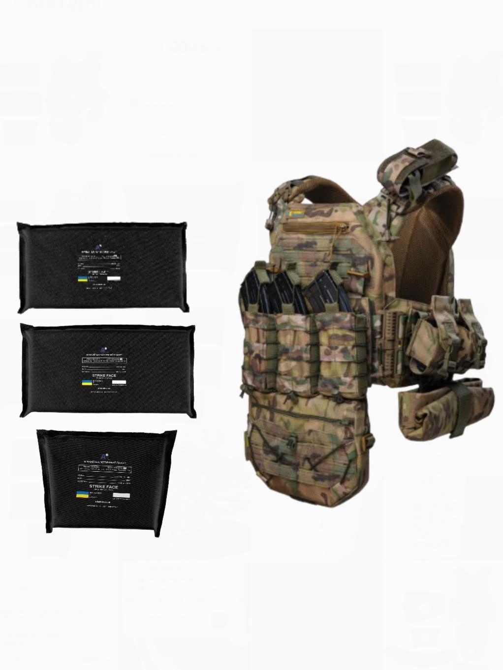 Плитоноска Warmor Gen.3 Pro Max +9 підсумків Мультикам та балістичні пакети 1 класу захисту
