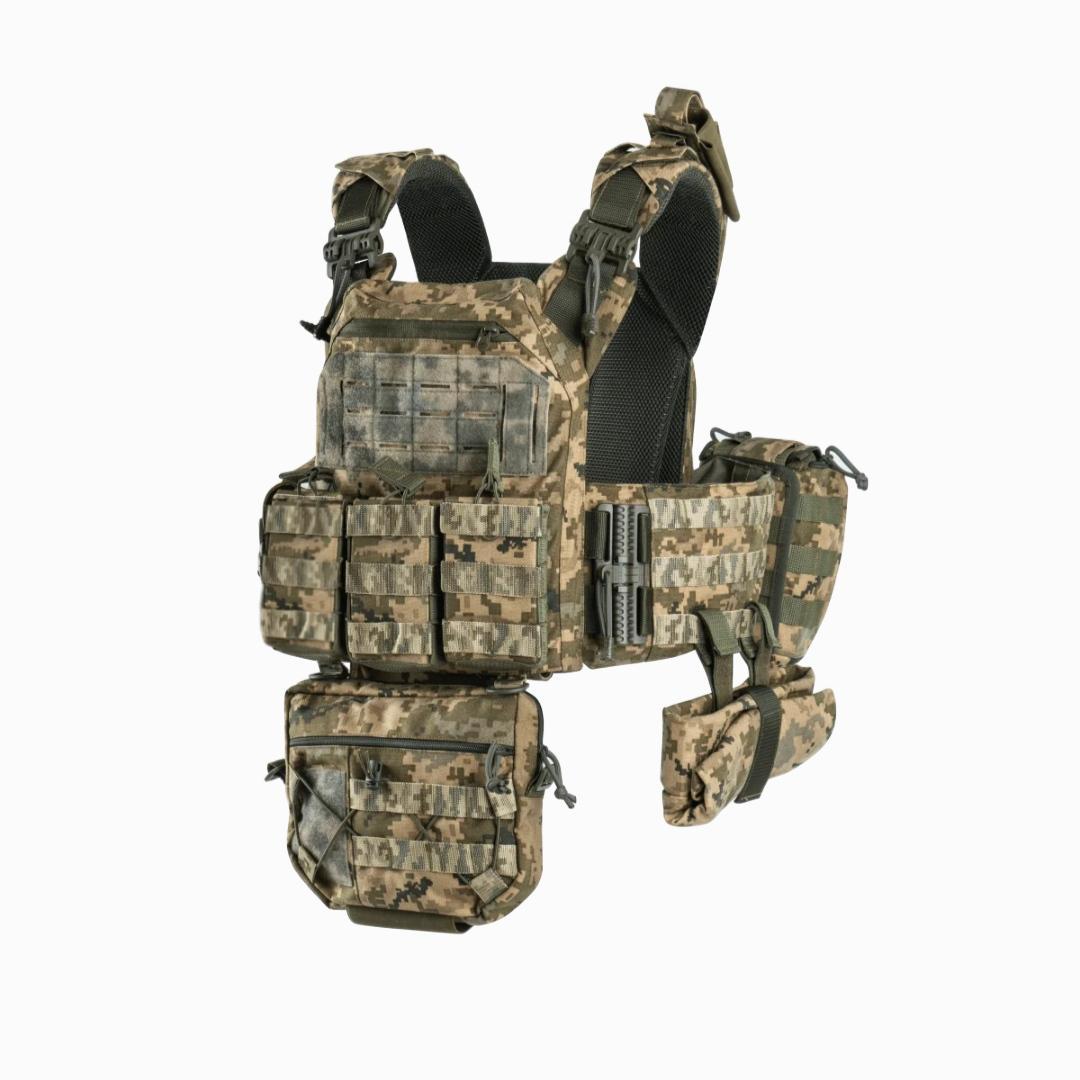 Плитоноска швидкого скидання GEN.2 Pro Cordura 1000D + 9 підсумків Піксель ММ14 та балістичні пакети 1 класу захисту - Зображення 7