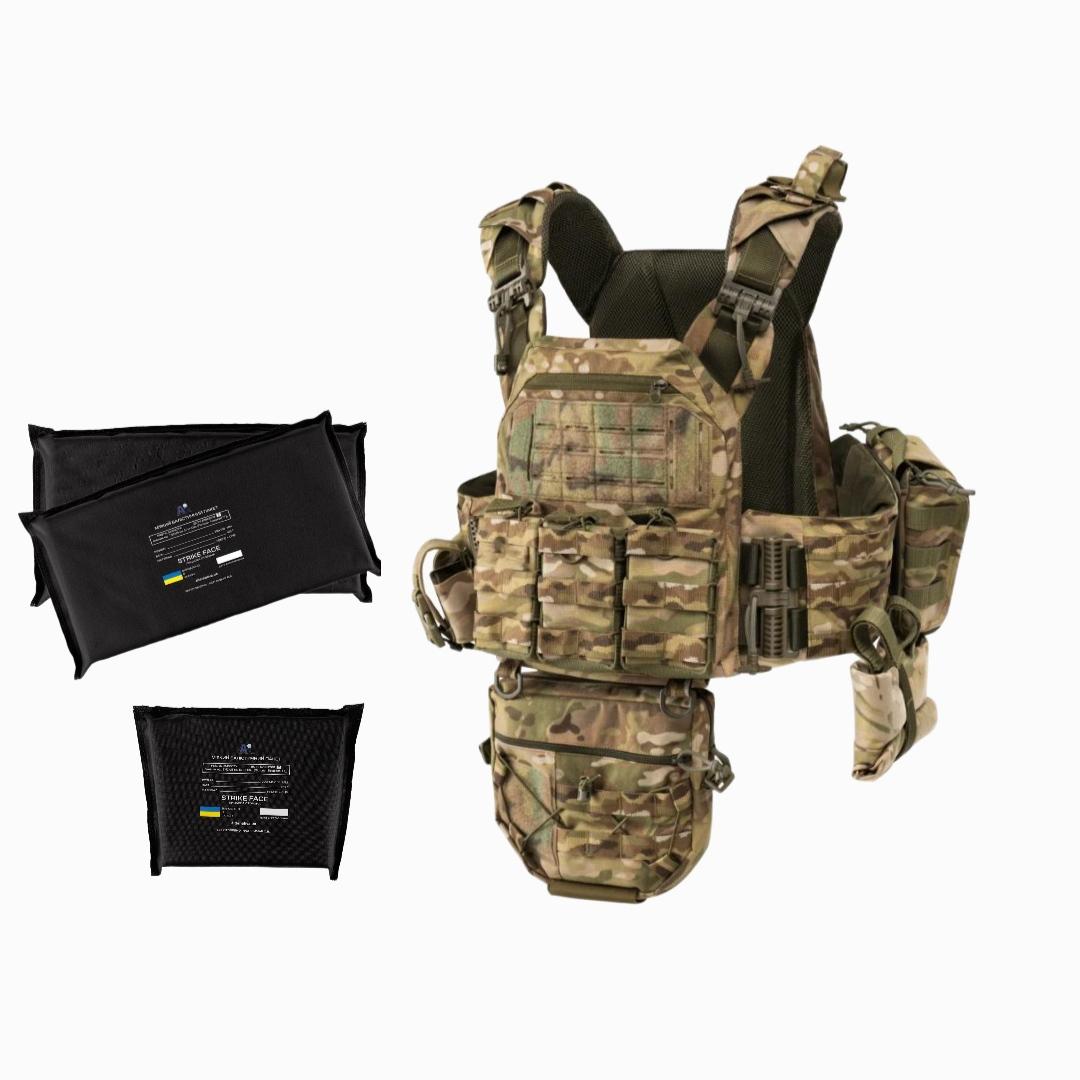 Плитоноска швидкого скидання GEN.2 Pro Cordura 1000D + 9 підсумків Мультикам та балістичні пакети 1 класу захисту