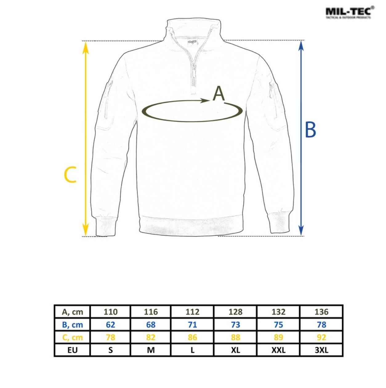 Кофта тактична MIL-TEC Tactical Sweatshirt Чорна - Зображення 3