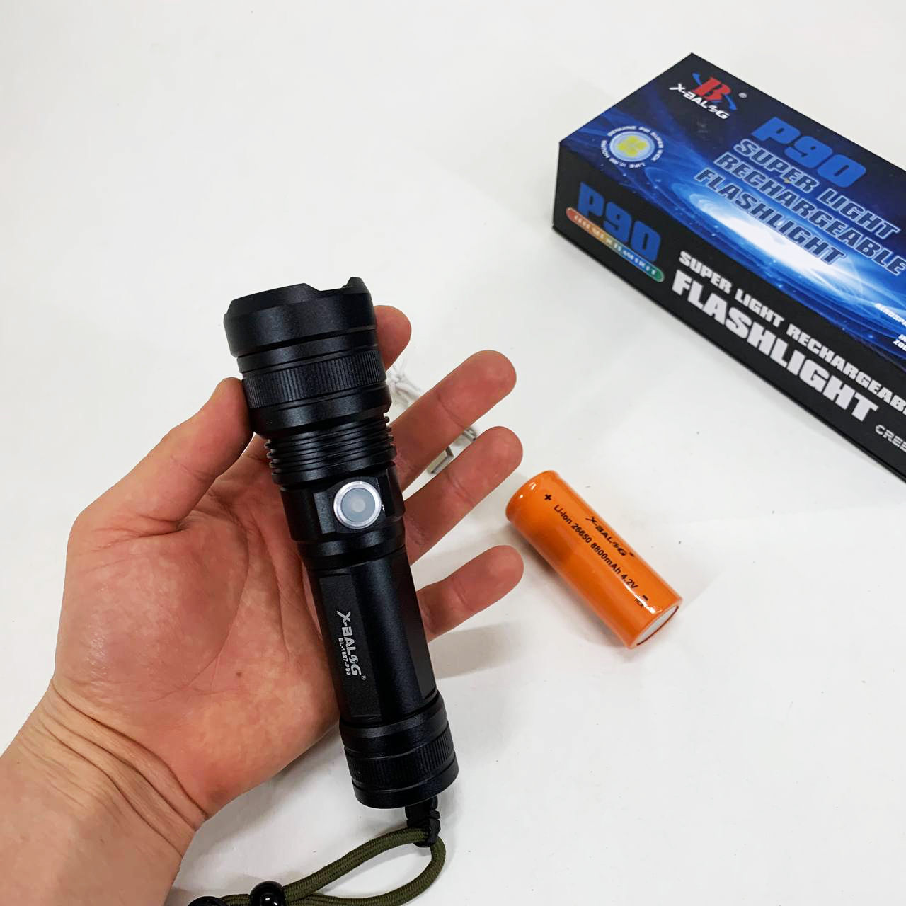 Ручний акумуляторний світлодіодний ліхтар Police X-Balog BL-1827-P90 переносний з USB заряджанням оптичним зумом і металевим корпусом + ремінець на руку - Зображення 3