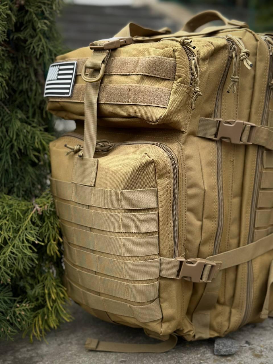 Тактичний рюкзак військовий койот з прапором Сша Usa штурмовий армійський рюкзак 45 Л - Зображення 6
