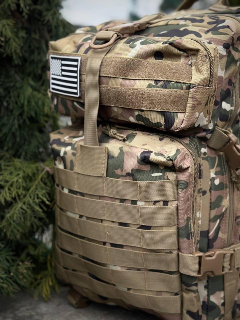Тактичний рюкзак військовий мультикам з прапором Сша Multicam Usa штурмовий армійський рюкзак 45Л - Зображення 8