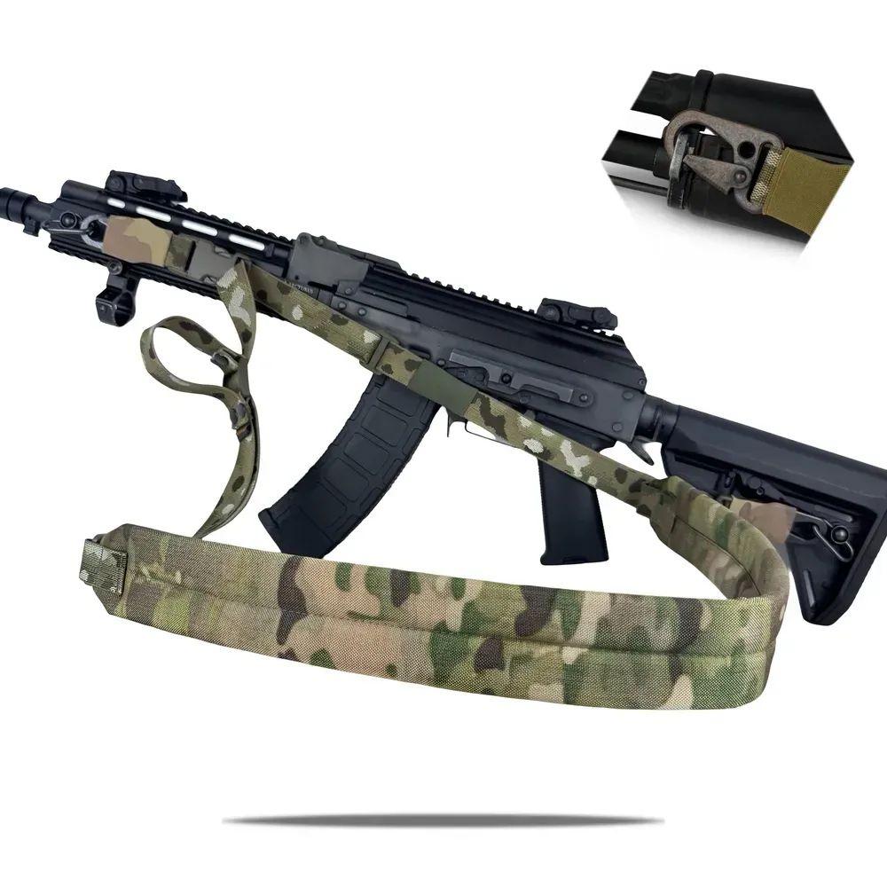 Ремінь трьохточковий з металевими карабінами H&K 2 шт та разом QD антабками 2 шт з широким ременем 6 см Мультикам - Зображення 5