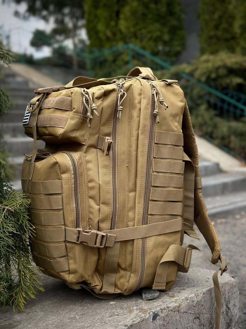 Тактичний рюкзак військовий койот з прапором Сша Usa штурмовий армійський рюкзак 45 Л - Зображення 9
