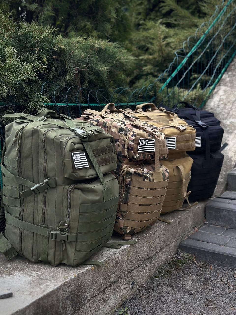 Тактичний рюкзак військовий мультикам з прапором Сша Multicam Usa штурмовий армійський рюкзак 45Л - Зображення 13