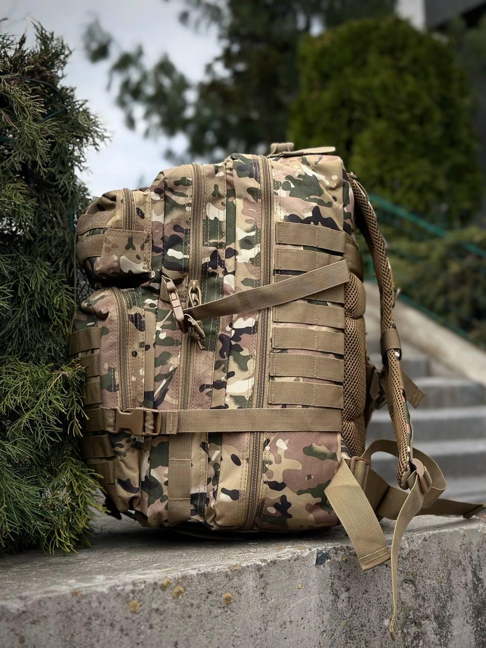 Тактичний рюкзак військовий мультикам з прапором Сша Multicam Usa штурмовий армійський рюкзак 45Л - Зображення 17