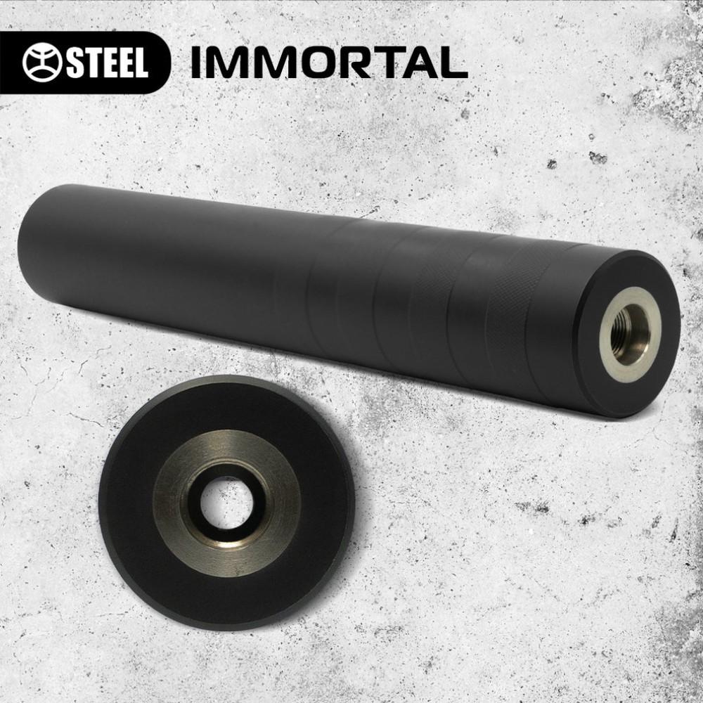 Газорозвантажений глушник із функцією гасіння дульного полум’я IMMORTAL, калібр 9×21, різьба М15×1.0, для пістолет-карабіна (Stribog, Tsvircoon Цвіркун), Чорний. - Зображення 3