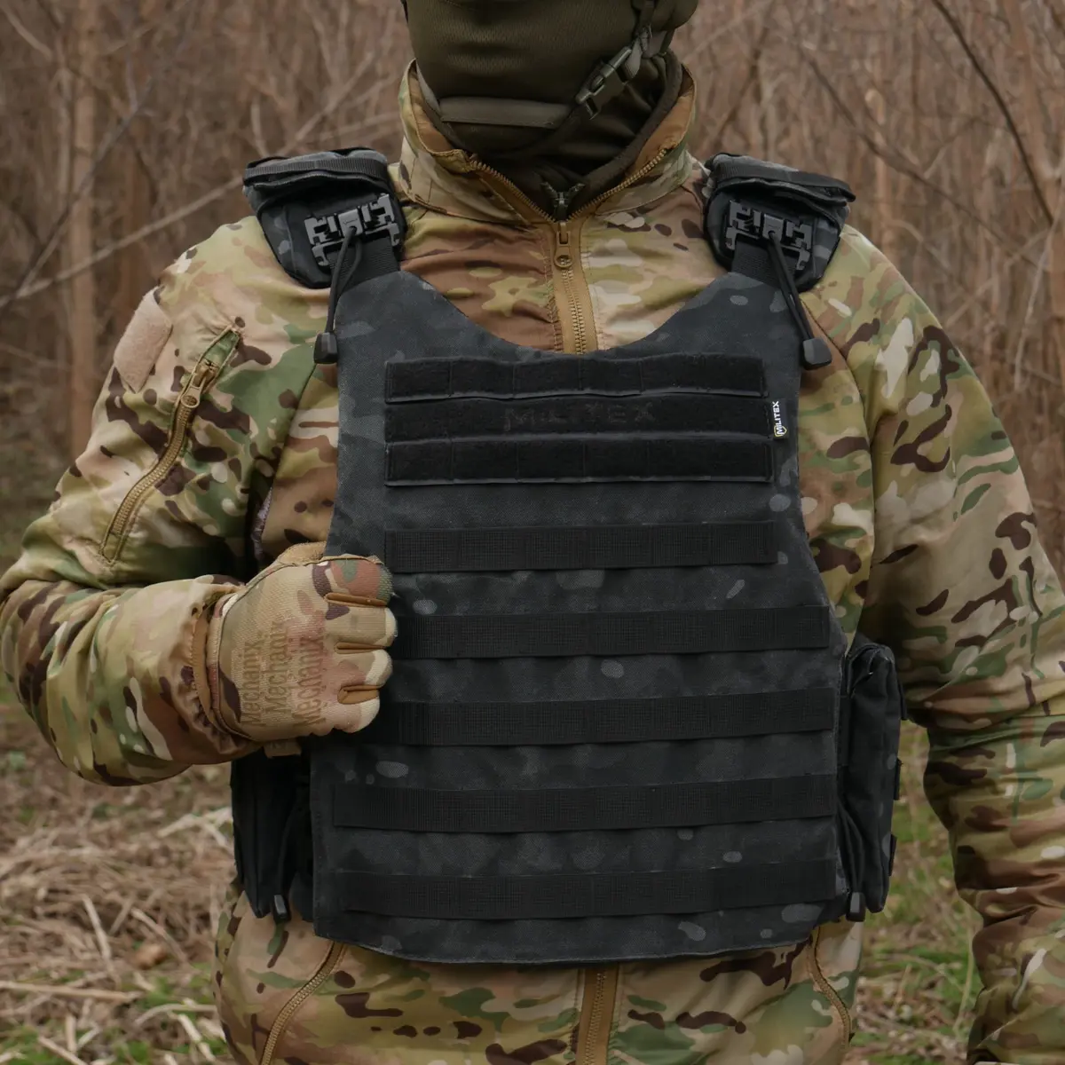 Бронежилет Kiborg Modular X-1 (Збільшена площа захисту) Black Multicam (без підсумків) - Зображення 9
