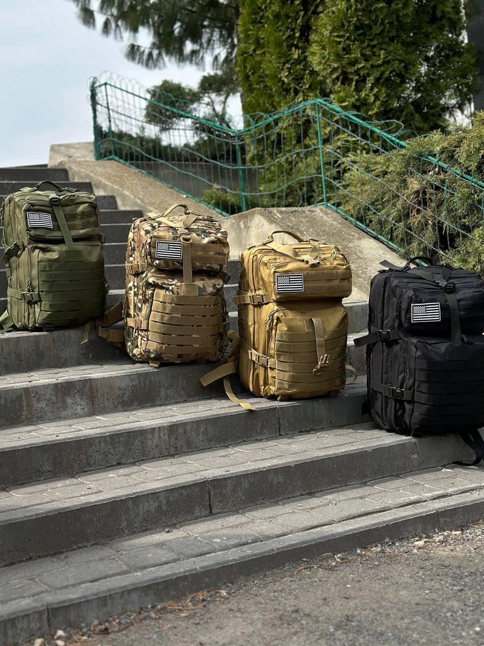 Тактичний рюкзак військовий койот з прапором Сша Usa штурмовий армійський рюкзак 45 Л - Зображення 11