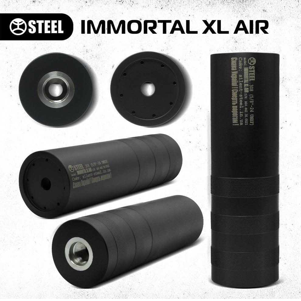 Глушник З італійською нержавіючою сталі IMMORTAL XL AIR антиполум'я та розвантаження порохових газів Калібр 6.5 Різьба 5/8×24 або 18×1 Чорний