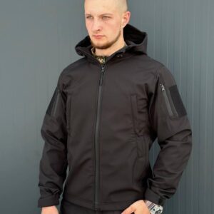 Куртка Софтшел чорна Military