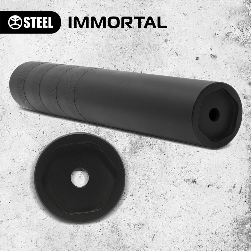 Газорозвантажений глушник із функцією гасіння дульного полум’я IMMORTAL, калібр 9×21, різьба М15×1.0, для пістолет-карабіна (Stribog, Tsvircoon Цвіркун), Чорний. - Зображення 4