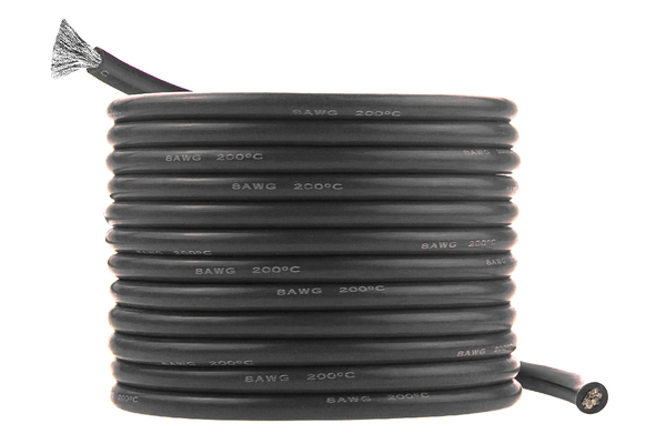 Провід силіконовий QJ 8 AWG (чорний), 1 метр