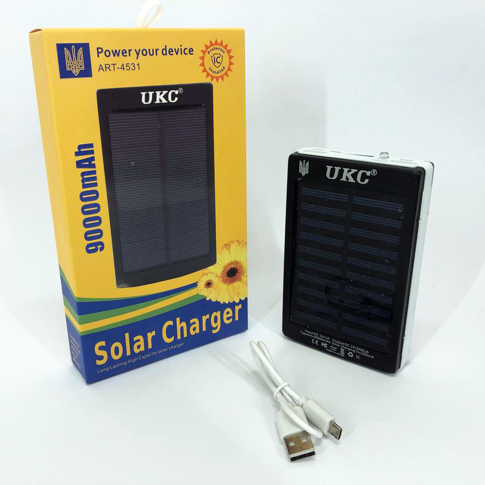 УМБ Power Bank Solar 90000 mAh мобільне зарядне з сонячною панеллю та лампою, Power Bank Charger Батарея - Зображення 7