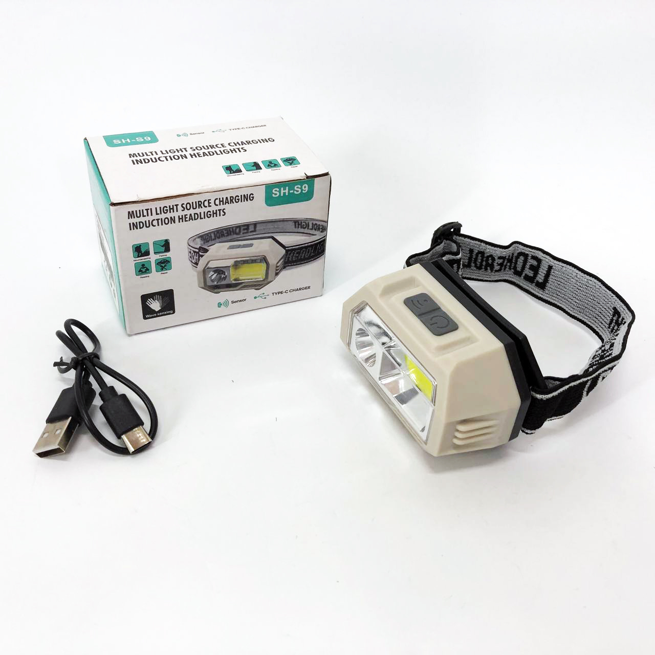 Ліхтар налобний SH-S9-XPE+COB+3SMD(red), ліхтарик налобний з usb зарядкою, ліхтар на голову для бігу - Зображення 7
