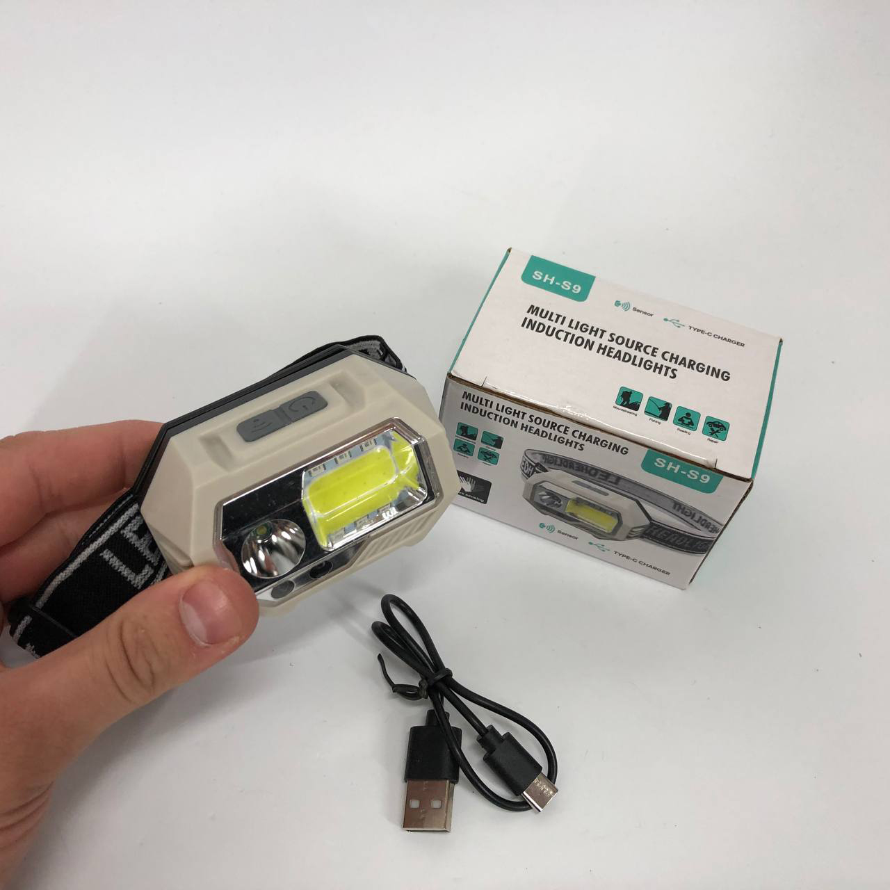 Ліхтар налобний SH-S9-XPE+COB+3SMD(red), ліхтарик налобний з usb зарядкою, ліхтар на голову для бігу - Зображення 10