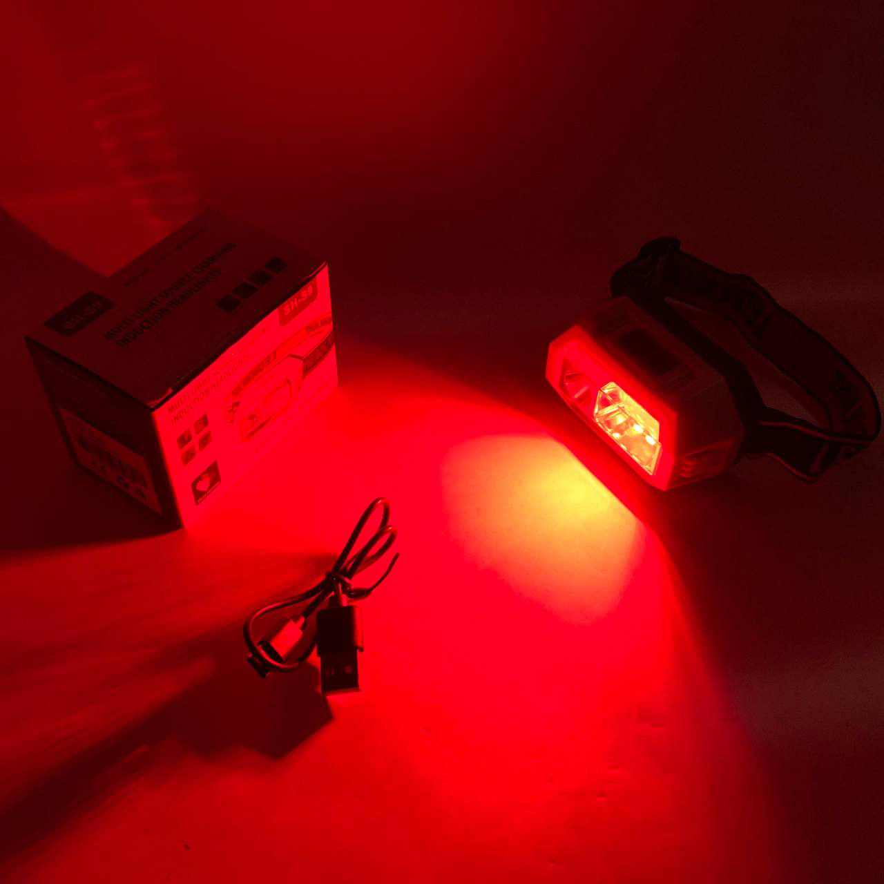Ліхтар налобний SH-S9-XPE+COB+3SMD(red), ліхтарик налобний з usb зарядкою, ліхтар на голову для бігу - Зображення 5