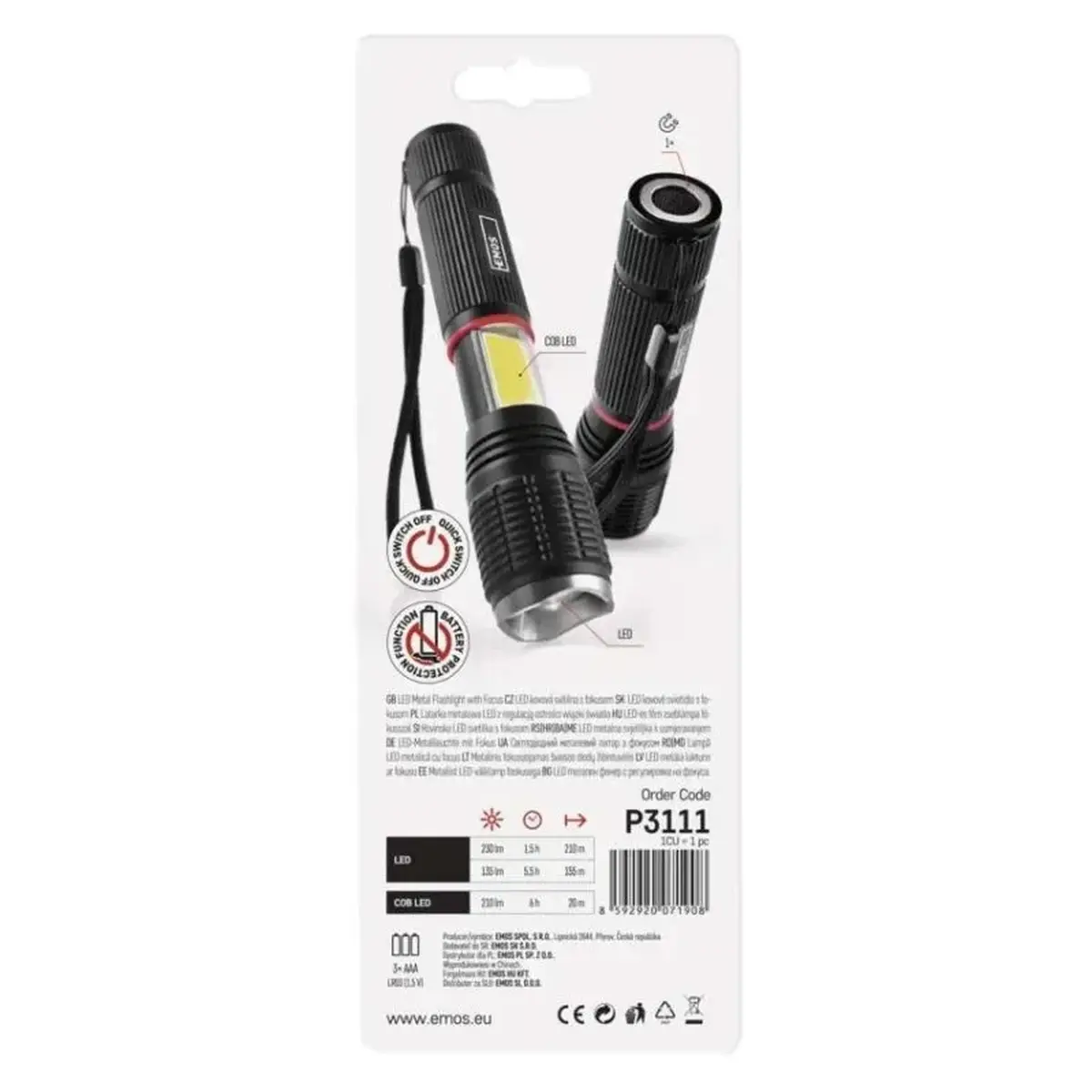 Лiхтар ручний Emos P3111 230 Lm 3×AAA метал фокус - Зображення 3