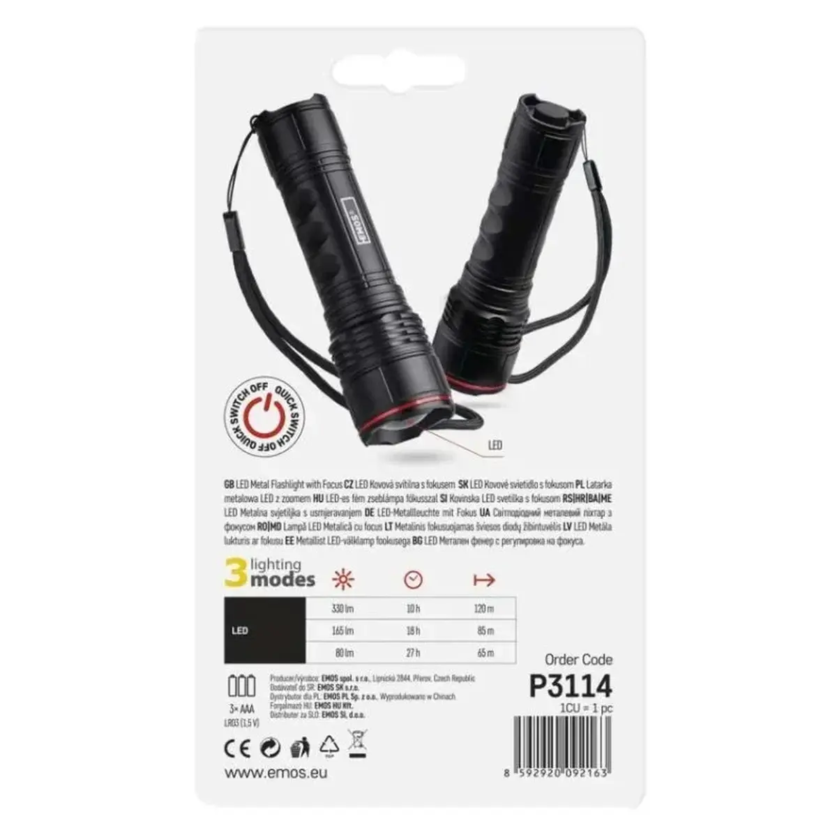 Ліхтар ручний Emos P3114 330 Lm 3xAAA метал фокус - Зображення 3