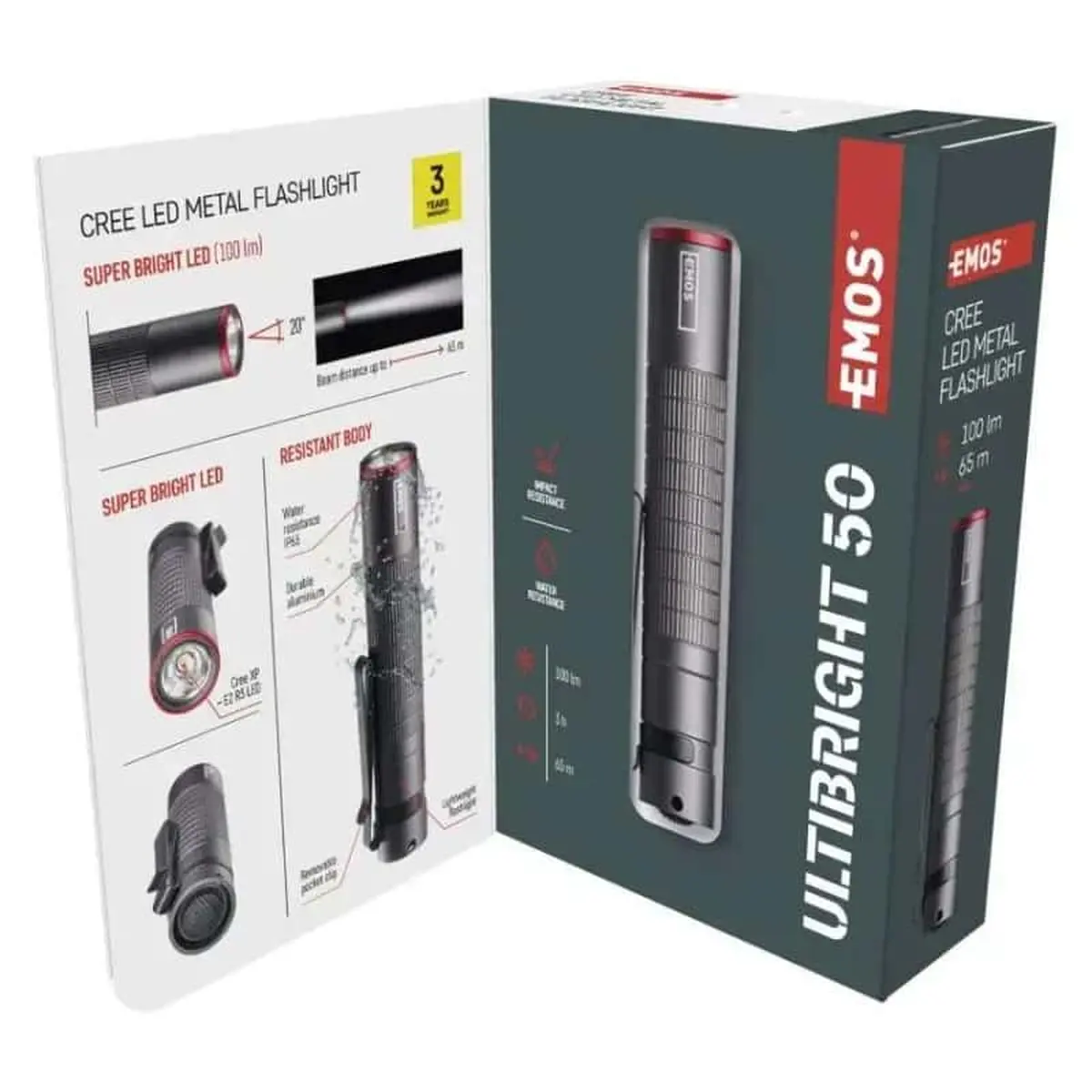 Ліхтар ручний Emos P3150 Ultibright 50 100 Lm 1xAAA метал - Зображення 8