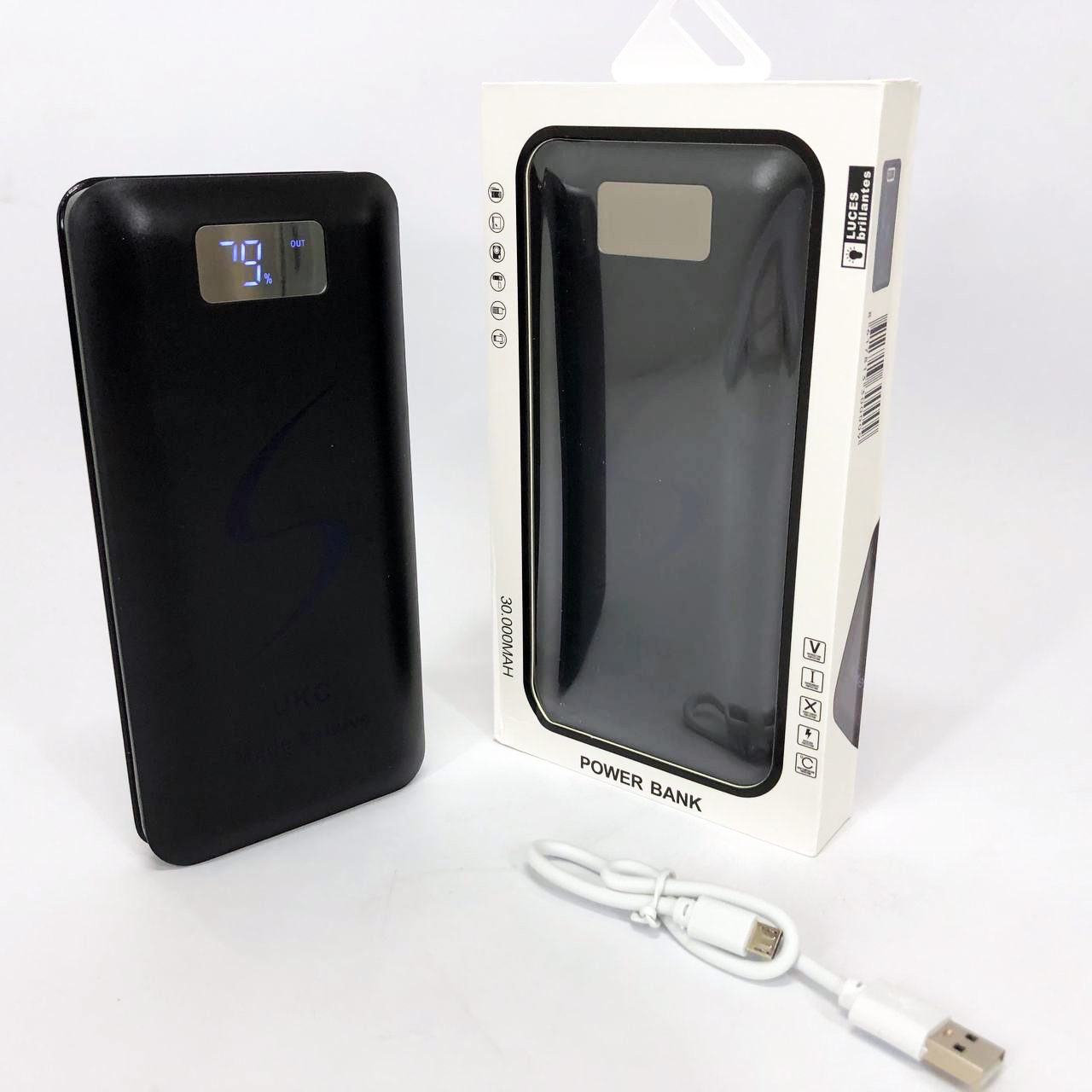 Мобільна зарядка портативна Power Bank 30000 mAh UKC, Зовнішній акумулятор, Зарядка power bank. Колір: чорний - Зображення 9