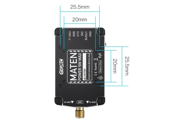 Відеопередавач GEPRC MATEN 1.2G VTX PRO 5W - Зображення 8