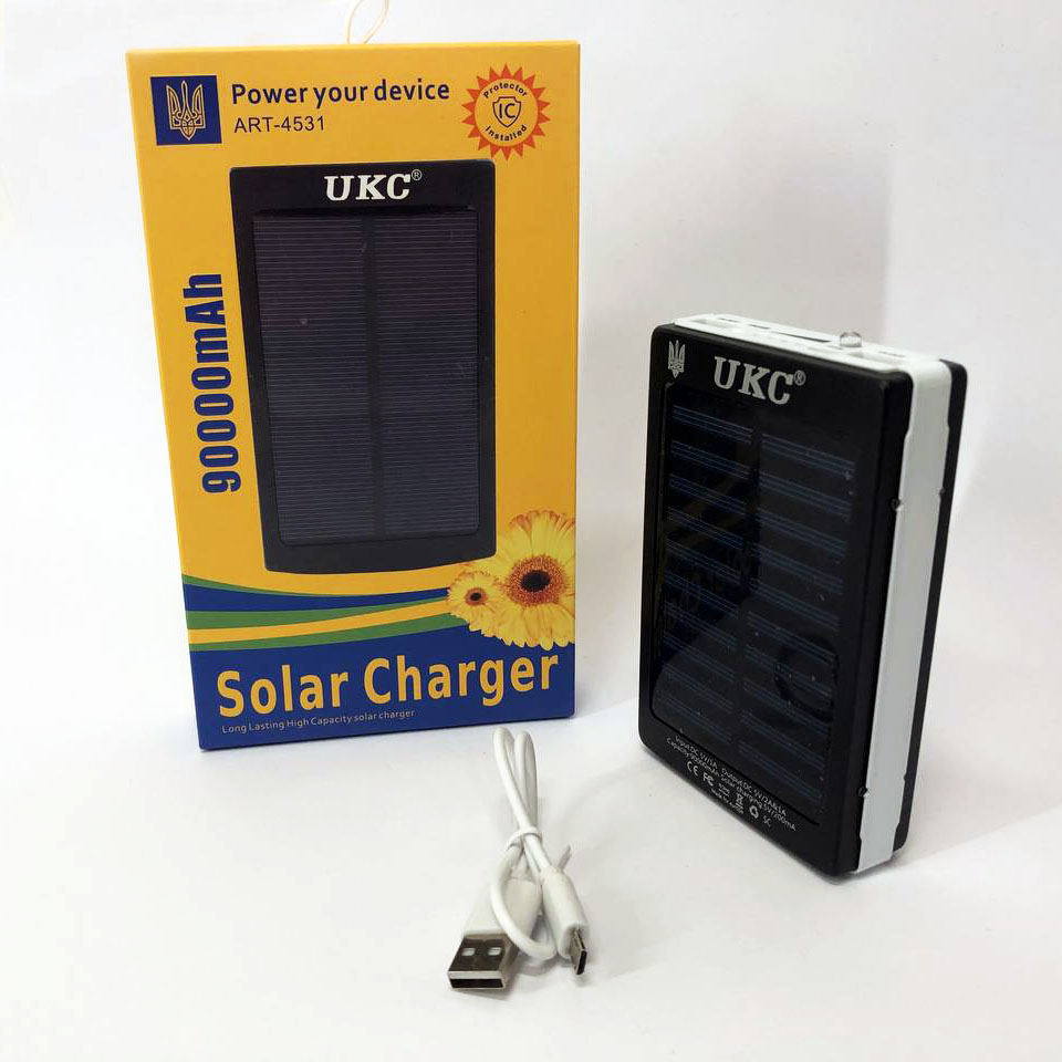 УМБ Power Bank Solar 90000 mAh мобільне зарядне з сонячною панеллю та лампою, Power Bank Charger Батарея - Зображення 9