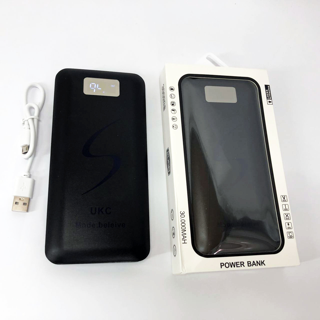 Мобільна зарядка портативна Power Bank 30000 mAh UKC, Зовнішній акумулятор, Зарядка power bank. Колір: чорний - Зображення 7