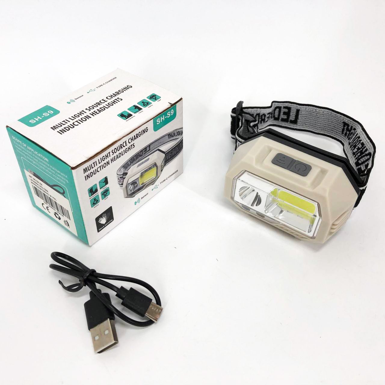 Ліхтар налобний SH-S9-XPE+COB+3SMD(red), ліхтарик налобний з usb зарядкою, ліхтар на голову для бігу - Зображення 6