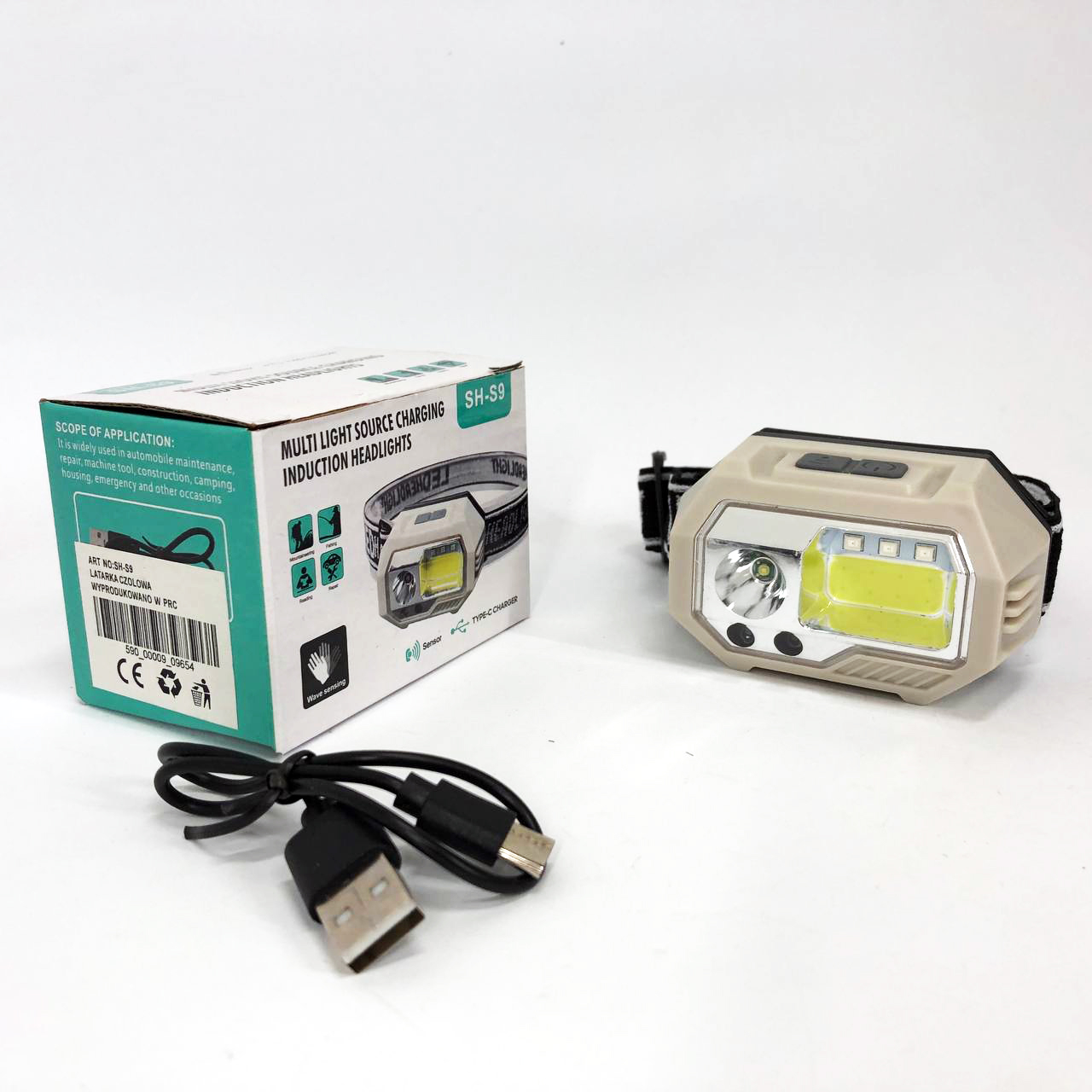 Ліхтар налобний SH-S9-XPE+COB+3SMD(red), ліхтарик налобний з usb зарядкою, ліхтар на голову для бігу - Зображення 8