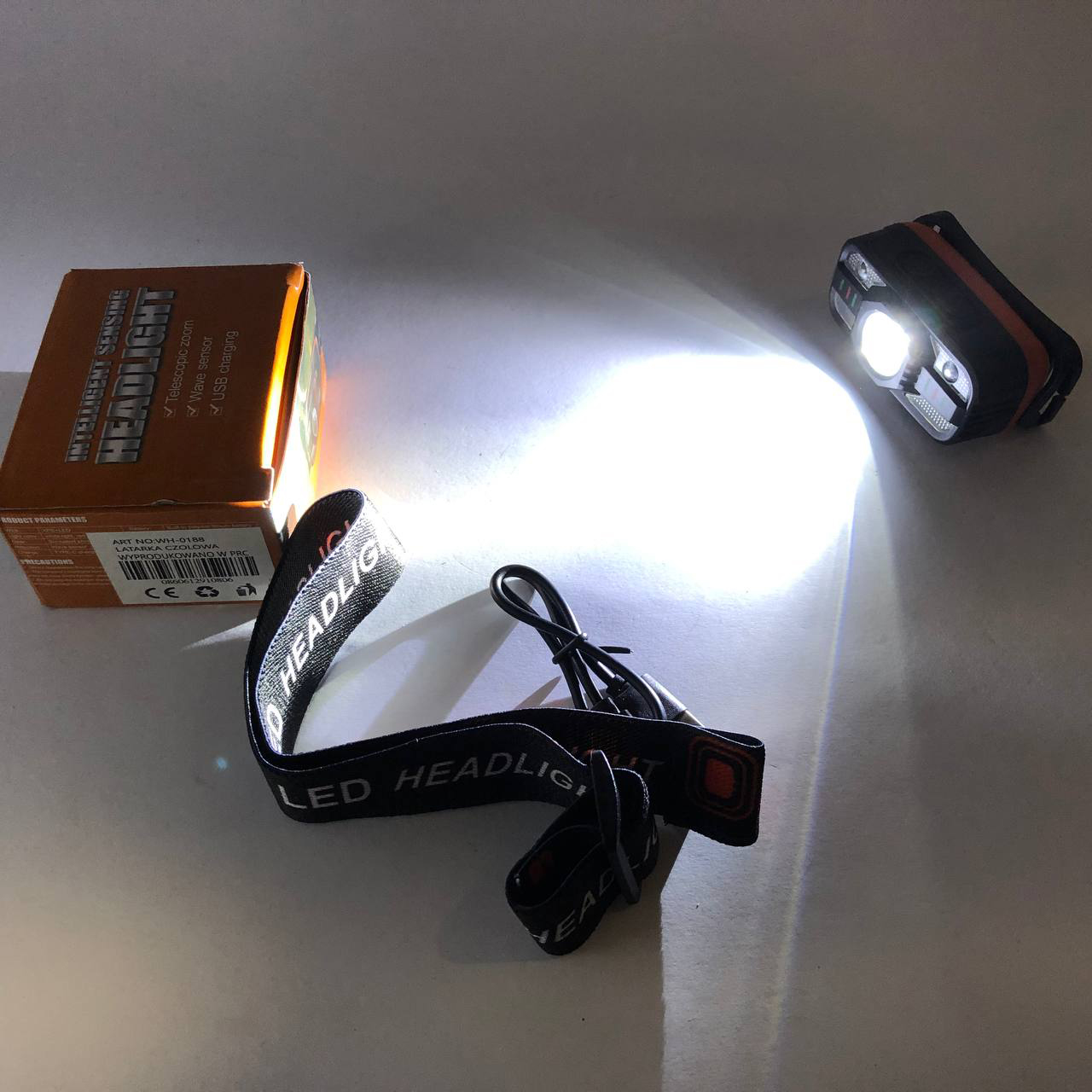 Налобний ліхтар WH-0188, XPE+SMD, Налобний ліхтар для туризму риболовлі та полювання, Налобна лампа - Зображення 15