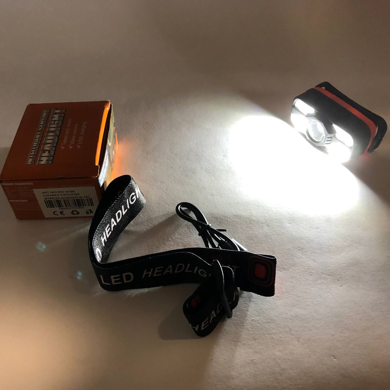Налобний ліхтар WH-0188, XPE+SMD, Налобний ліхтар для туризму риболовлі та полювання, Налобна лампа - Зображення 16