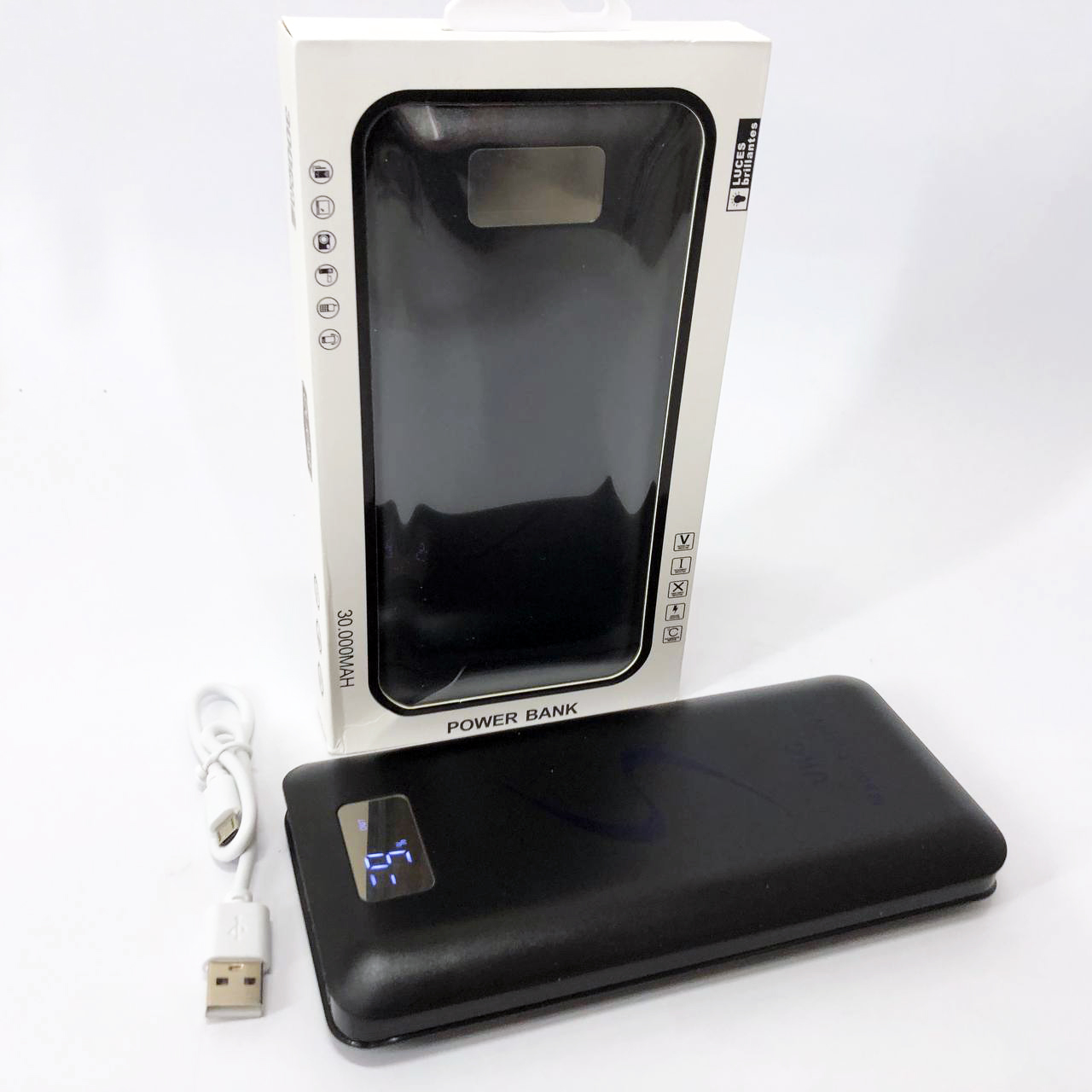 Мобільна зарядка портативна Power Bank 30000 mAh UKC, Зовнішній акумулятор, Зарядка power bank. Колір: чорний - Зображення 6