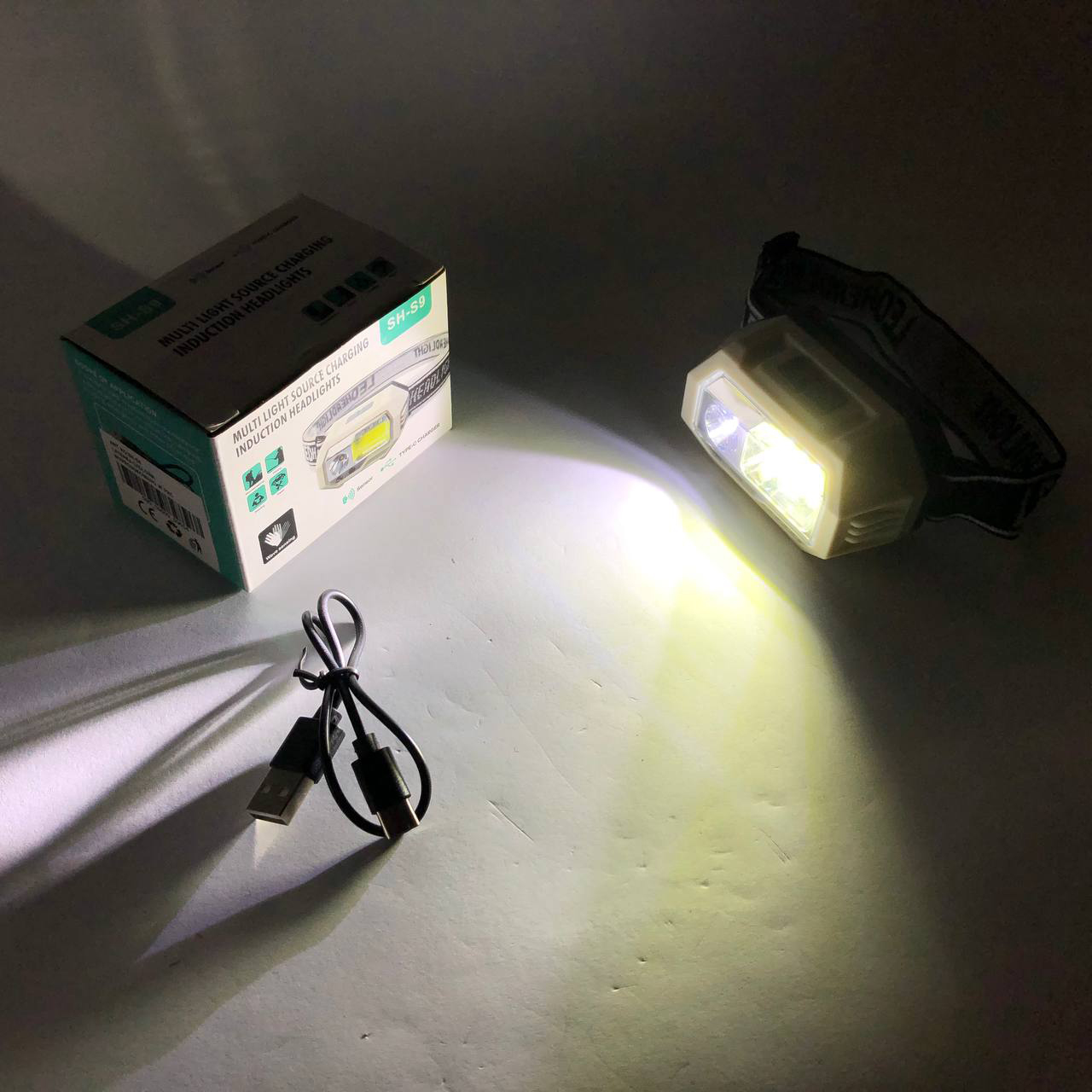 Ліхтар налобний SH-S9-XPE+COB+3SMD(red), ліхтарик налобний з usb зарядкою, ліхтар на голову для бігу - Зображення 4